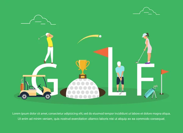 Ilustración vectorial de jóvenes jugando al golf . — Vector de stock