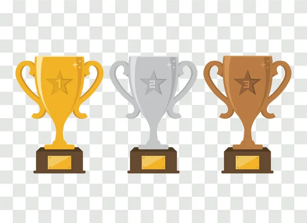 Vector gold, silver and bronze winners cup. — Stock Vector