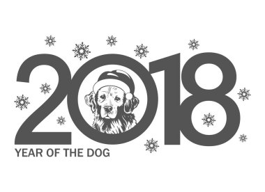 Köpek 2018 yıl. Çin takvimine yeni yıl tasarım şablonu.