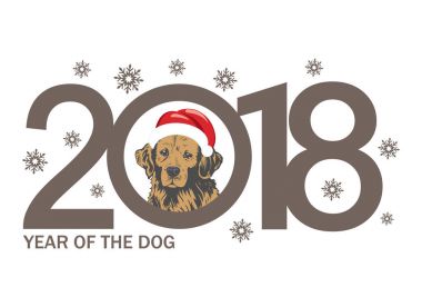 Köpek 2018 yıl. Çin takvimine yeni yıl tasarım şablonu.