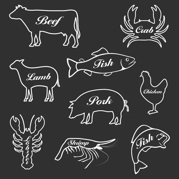 Набор икон животных — стоковый вектор