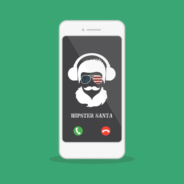 Kerst oproep van Santa Claus. Avatar Santa op uw telefoon scherm. — Stockvector