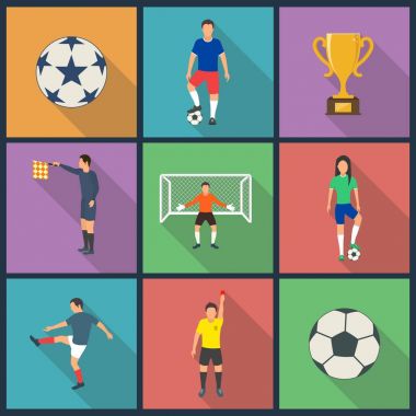 Futbol oynayan gençler simgeleri .