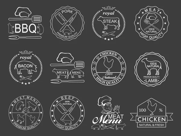 Set of butcher shop labels — Stock Vector