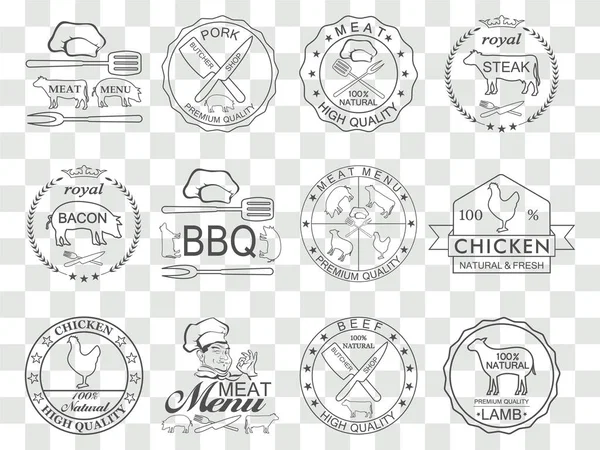 Set of butcher shop labels — Stock Vector