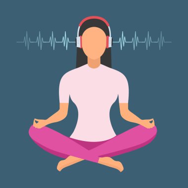Kulaklık dinleme müzik meditasyon için olan genç kadın