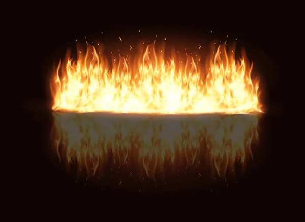 Illustration of burning fire flame on black background — Stock Vector