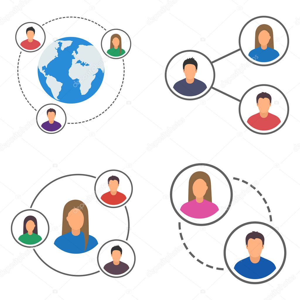 people network icons set, people connection set
