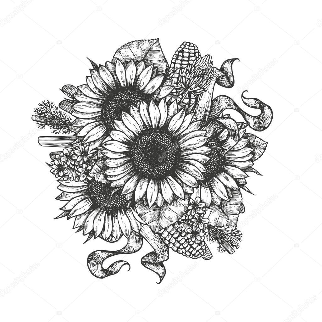 Free Free 335 Half Sunflower Svg Black And White SVG PNG EPS DXF File