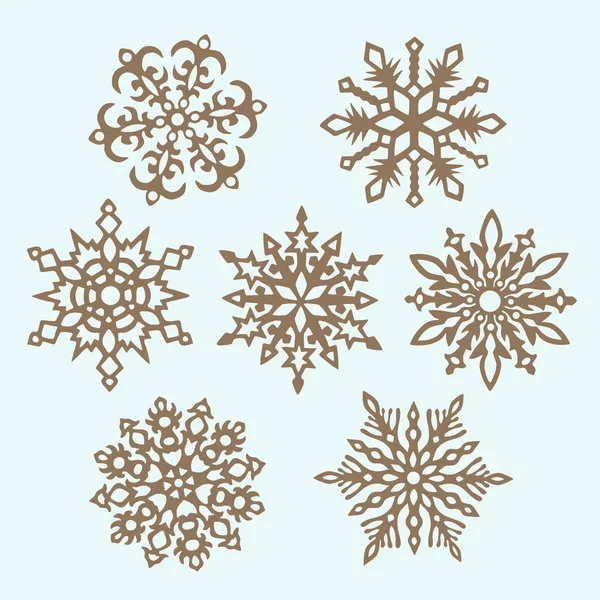 Ensemble de flocons de neige Vetor — Image vectorielle