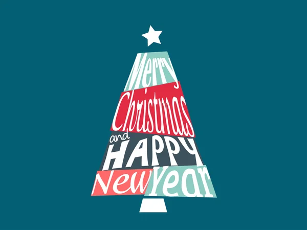 Arbre de Noël coloré avec lettrage et message calligraphique — Image vectorielle