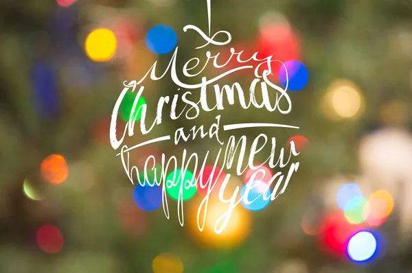 Kerstmis en gelukkig Nieuwjaar belettering kalligrafische tekst — Stockfoto