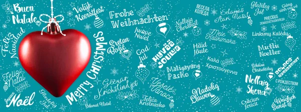 Boldog karácsonyi üdvözlet web banner-világ — Stock Fotó