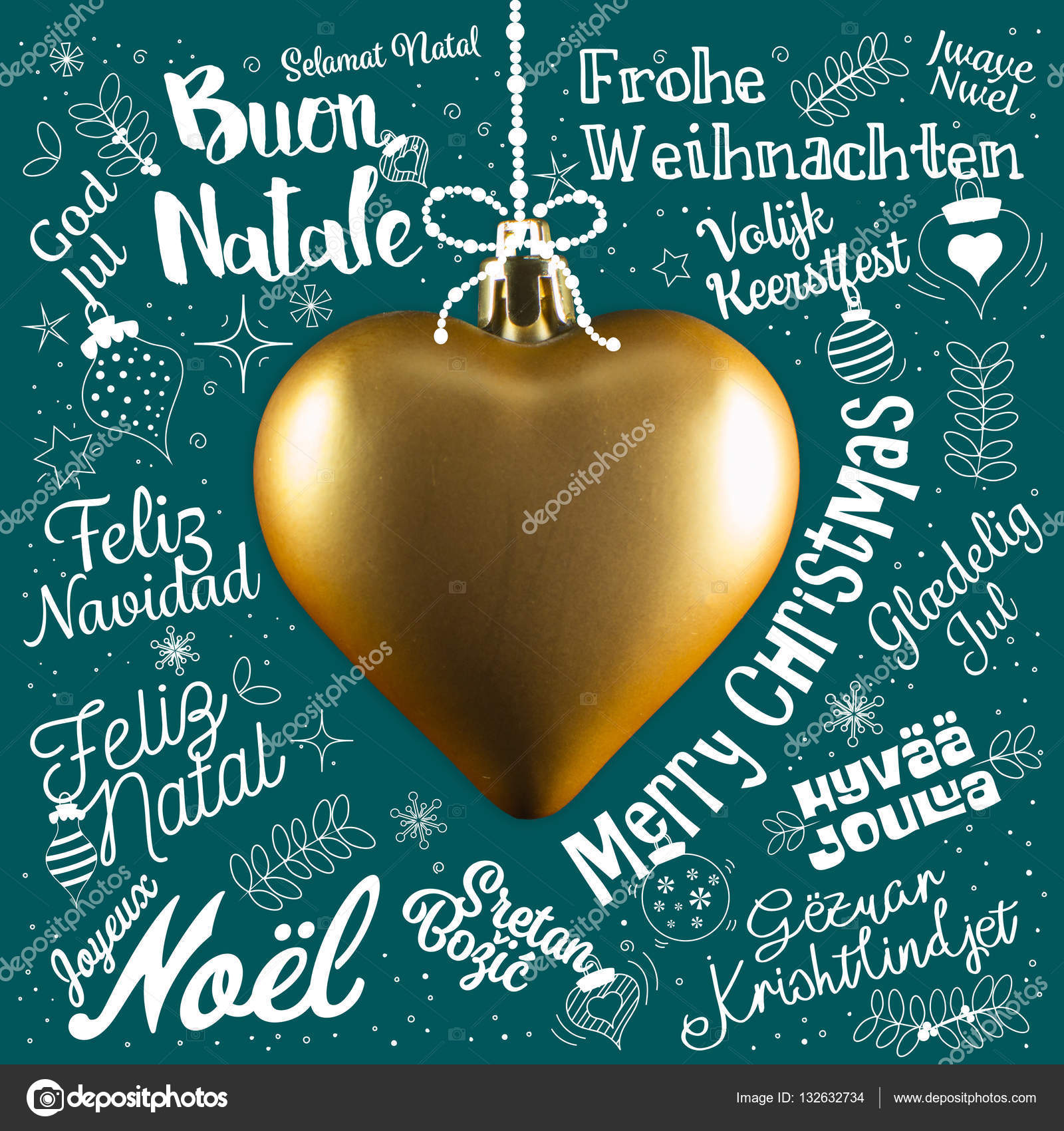 Frohe Weihnachten Grußkarte aus der Welt in verschiedenen Sprachen