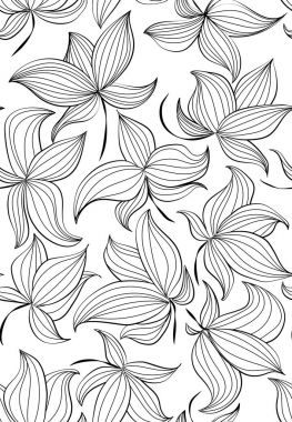 Çiçek vektör seamless modeli el çekilmiş siyah çiçekli beyaz backgorund izole