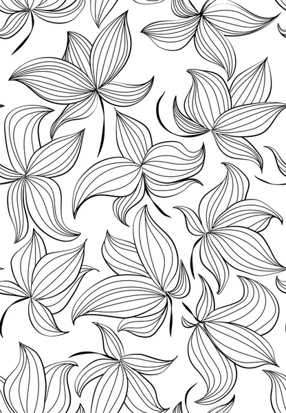 Çiçek vektör seamless modeli el çekilmiş siyah çiçekli beyaz backgorund izole