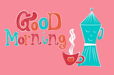 Vektör çizim kompozisyonu eğlenceli mutfak nesnesinde izole beyaz yazı ile ve kaligrafi test el çizmek ve yazılı