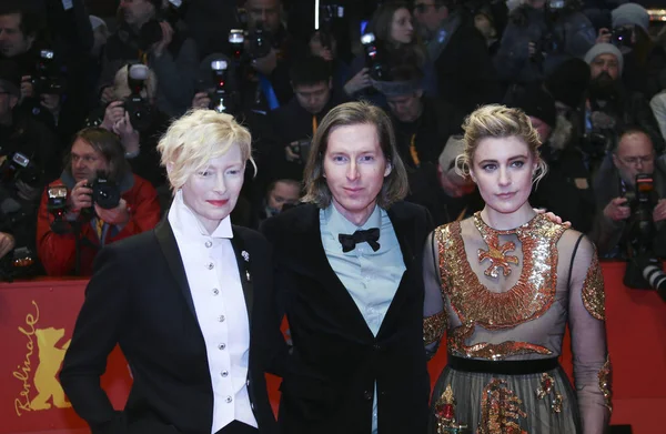 Greta Gerwig, Wes Anderson e Tilda Swinton , — Fotografia de Stock