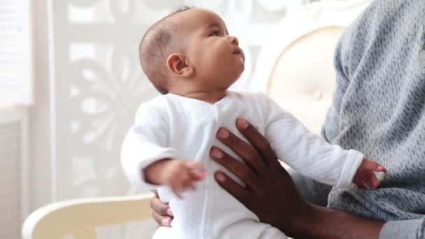 Father holding a child in her arms — Stock Video