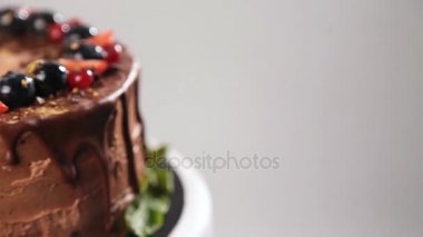 Yaz meyveleri ile çikolatalı kek