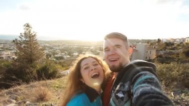 Seyahat çift selfie yapma