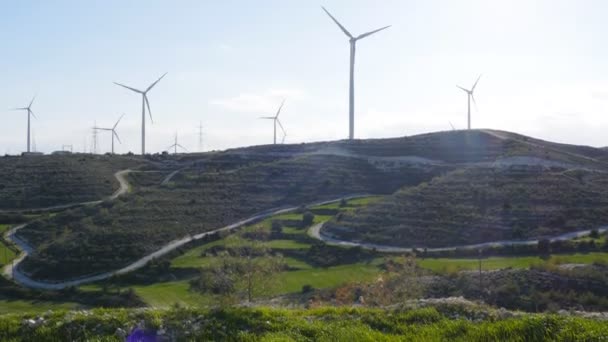 Wind turbines on the sunset — Stock Video