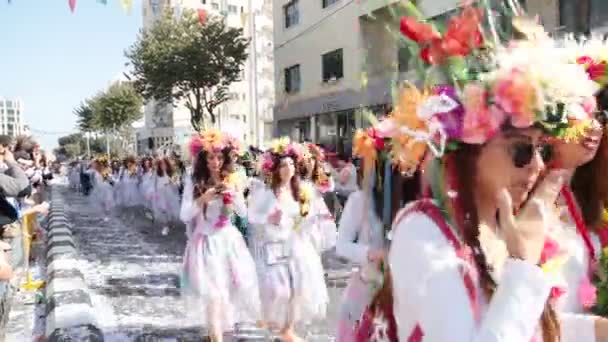 LIMASSOL, CYPRUS - FEVEREIRO 26: Grande parada de carnaval, 26 de fevereiro de 2017 em Limassol, Chipre — Vídeo de Stock