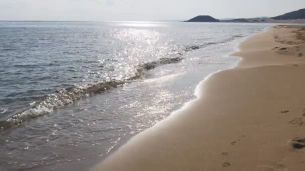 Kum plaj ve dalga — Stok video