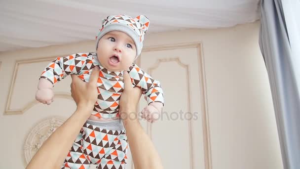 Father Playing With Baby Son At Home — Stock Video