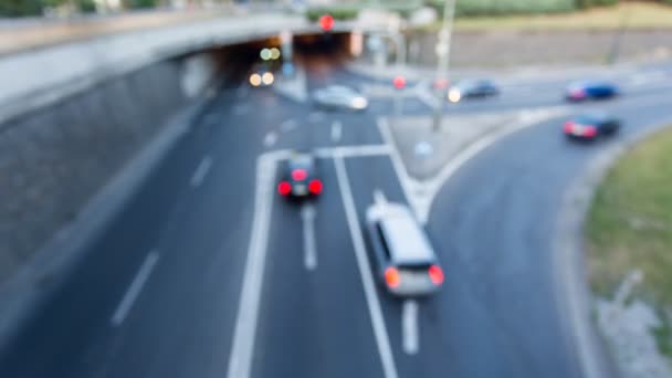 Verkeerslicht bokeh uitzicht op de stad van bovenaf — Stockvideo