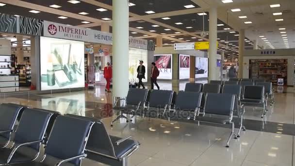 Moskou - 25 mei: Sheremetyevo Terminal binnen op 25 mei 2017 in Moskou — Stockvideo