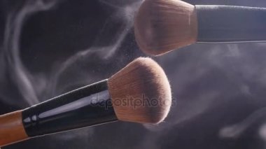 Makyaj fırçaları tozu ile