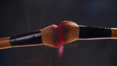 Makyaj fırçaları tozu ile