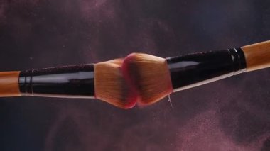 Makyaj fırçaları tozu ile