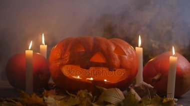 Korkunç bir balkabağı duman. Cadılar Bayramı kavramı