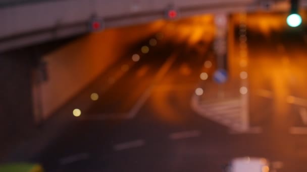 Verkeerslicht bokeh uitzicht op de stad van bovenaf — Stockvideo