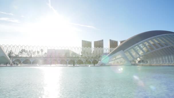 Edificio hemisférico en Valencia, España. Ciudad de las Artes y las Ciencias — Vídeos de Stock