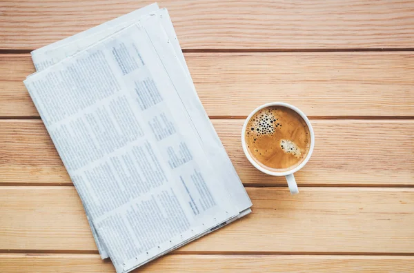 Tasse Kaffee Mit Zeitung Café — Stockfoto