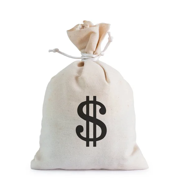 Money Bag White Background Clipping Path — Stock Photo, Image