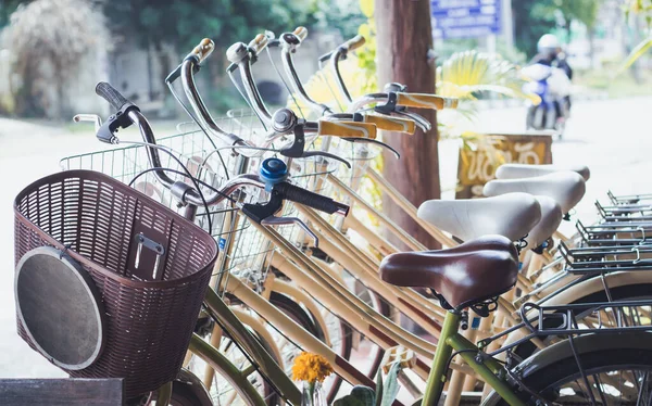 Vintage Cykel Uthyres Turiststad Thailand — Stockfoto