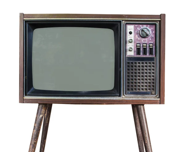 Oude Vintage Classic Retro Style Oude Televisie Geïsoleerd Witte Achtergrond — Stockfoto