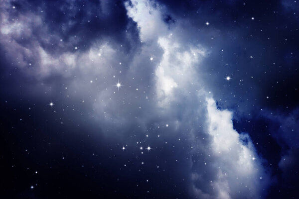 Space of night sky with cloud and stars