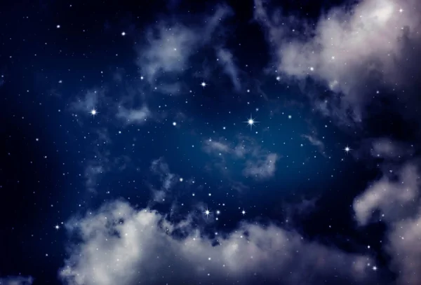 Espace Ciel Nocturne Avec Nuages Étoiles — Photo