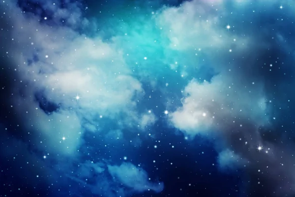 Raum Des Nachthimmels Mit Wolken Und Sternen — Stockfoto