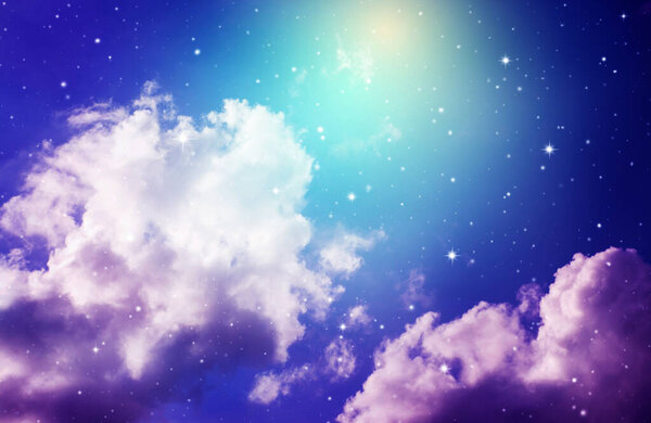 Space of night sky with cloud and stars.