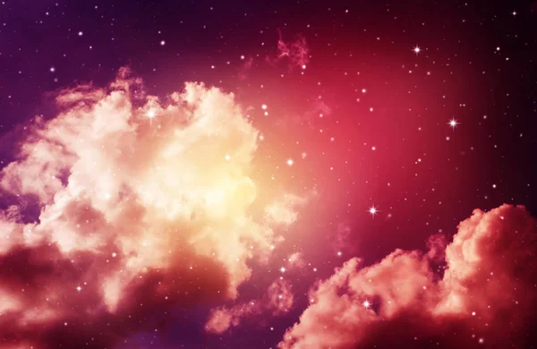 Space Night Red Sky Cloud Stars — Stock Photo, Image