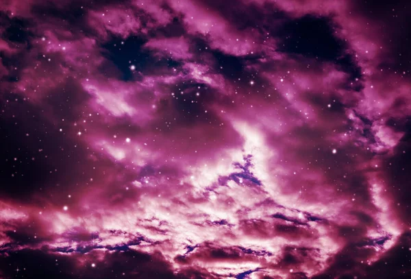 Espace Ciel Violet Nuit Avec Nuage Étoiles — Photo