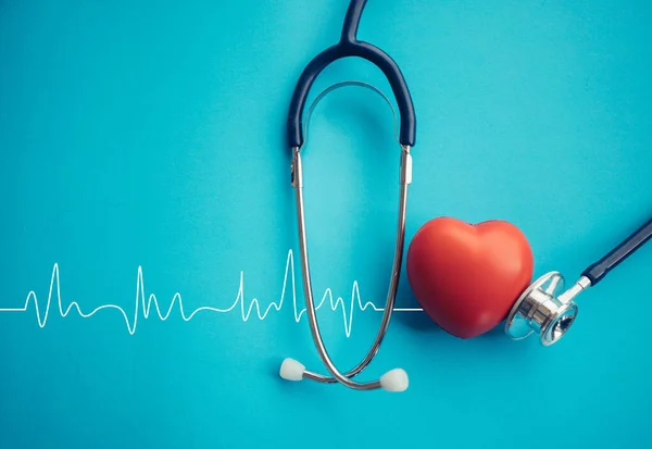 Heart and stethoscope,Heartbeat Line,Healthcare concept.