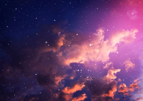 Ruimte Van Nachtelijke Hemel Met Wolken Sterren — Stockfoto
