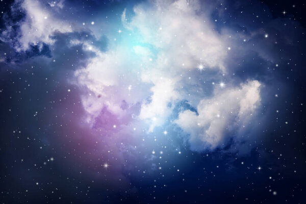 Space of night sky with cloud and stars.